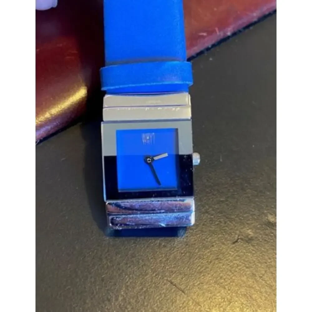 Women's 22mm Silver Tone WHY? Watch with Blue Poly Band